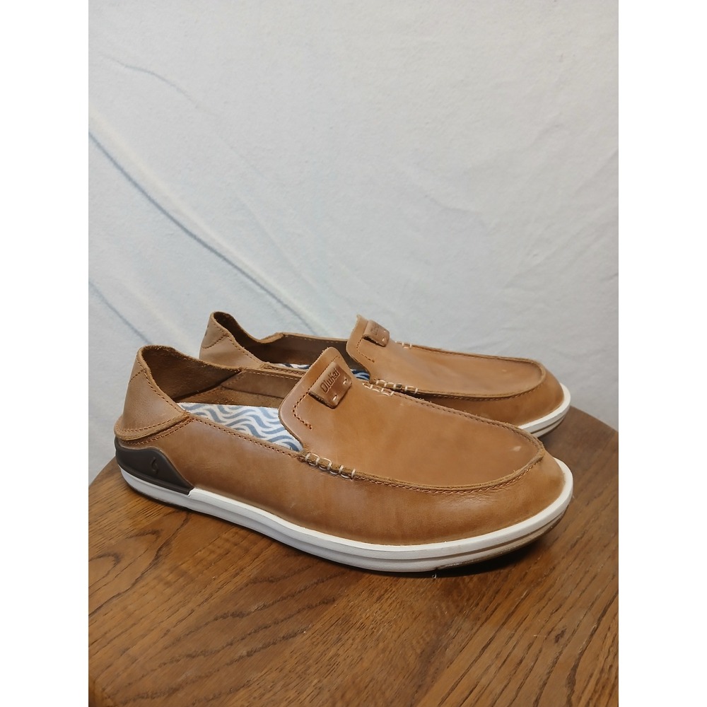 Olukai Kakaha mens 10 leather slip  on